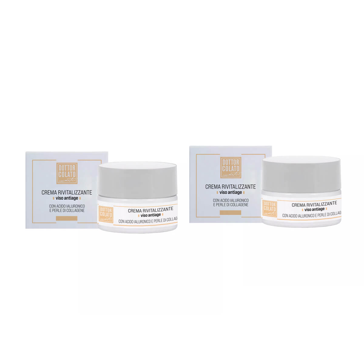 Kit 2x – Crema viso rivitalizzante idratante con acido jaluronico e perle di collagene