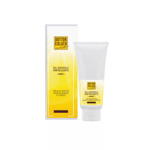 Gel doposole rinfrescante con Aloe  Vera Bio , acido jaluronico, e cetriolo